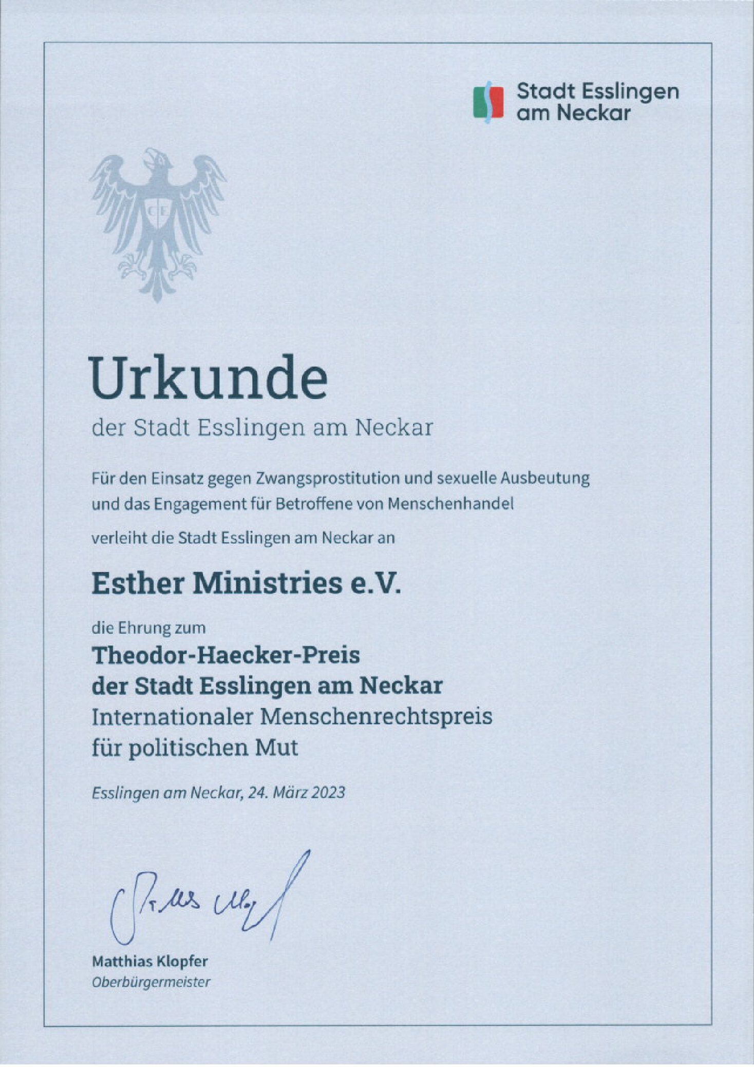 2023-Preis-Esslingen-Esther Ministries